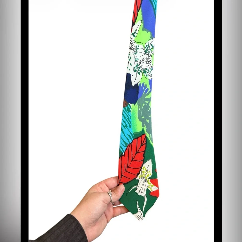 Marino Silk 100% Silk Floral Abstract Multicolor Tie One Size